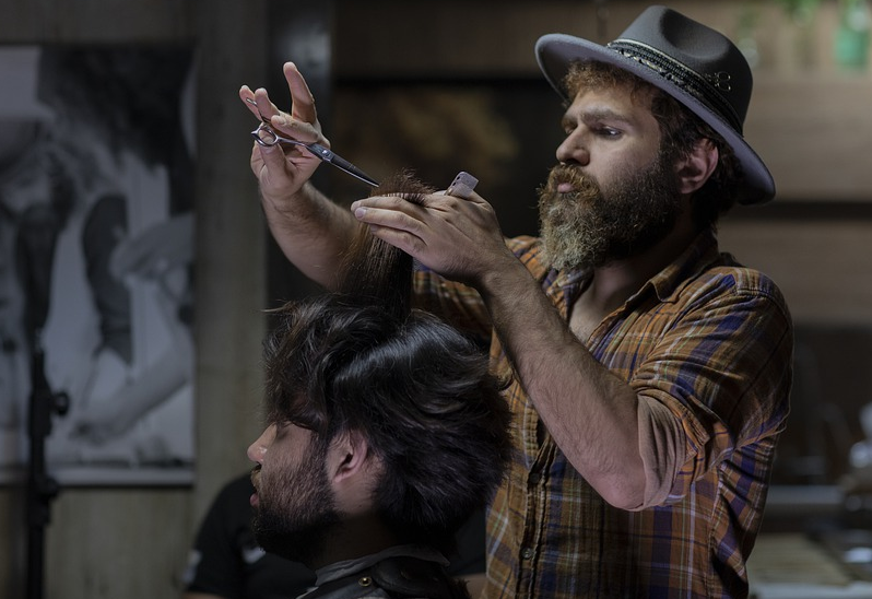 man cutting hair