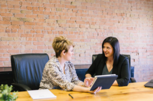 talking to employee